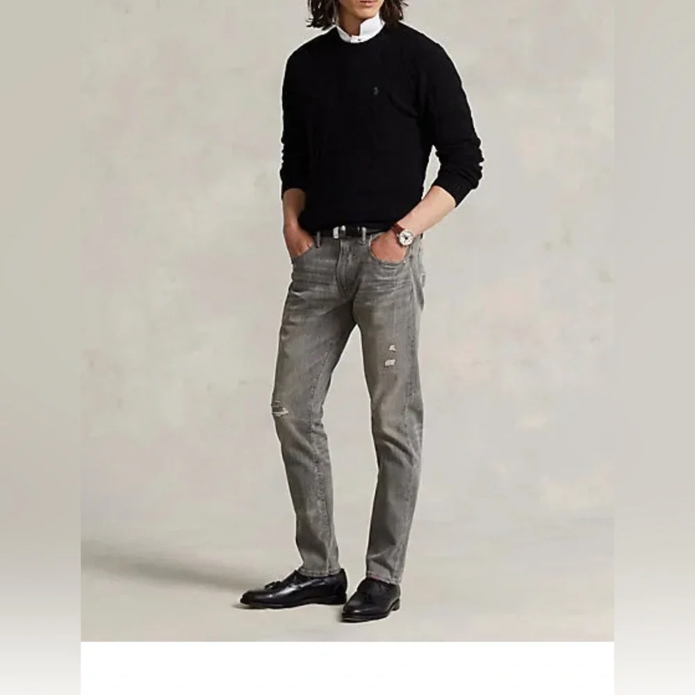 Polo Ralph Lauren Men’s The Sullivan Grey Rope Dyed Slim Jeans Size 35 NWT
